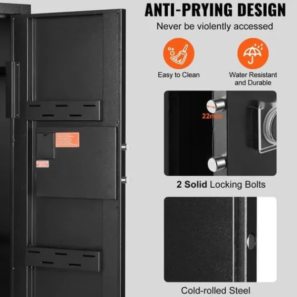 Pengeskabe^Rifle Safe 6-8 Våben, Digital Tastatur, Lås, Aftagelig Hylde, Stål, Sikker Opbevaring, Robust Design.