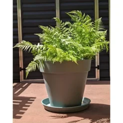Krukkeplanter Indendørs^RIVIERA SOLEILLA rund blomlåda - Plast - Diameter 60 cm Lergrön