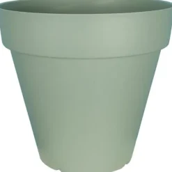 Hot RIVIERA SOLEILLA rund blomsterkasse - Plastik - Diameter 60 cm Lergrøn Krukkeplanter Indendørs