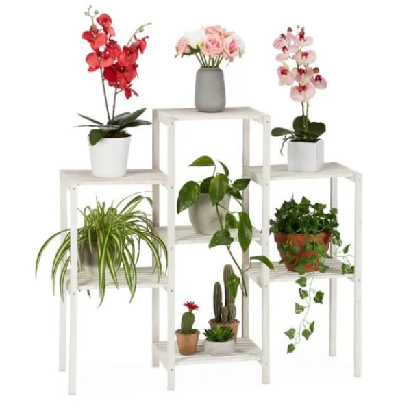 Best Robust blomsterhylde i træ, hvid Krukker & Plantebeholdere