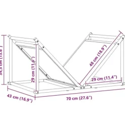 Robust brændestativ i koldvalset stål - Brændeholder | Farve: Antracitgrå | Størrelse: 70x43x34,5 cm Tilbehør Til Brændeovne & Pejse