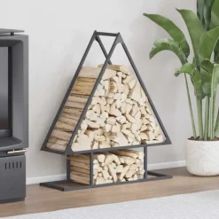 Outlet Robust brændestativ i koldvalset stål | 80x25x90 cm | Farve: Antracitgrå Tilbehør Til Brændeovne & Pejse