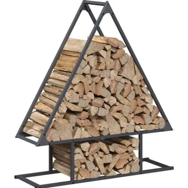 Outlet Robust brændestativ i koldvalset stål | 80x25x90 cm | Farve: Antracitgrå Tilbehør Til Brændeovne & Pejse