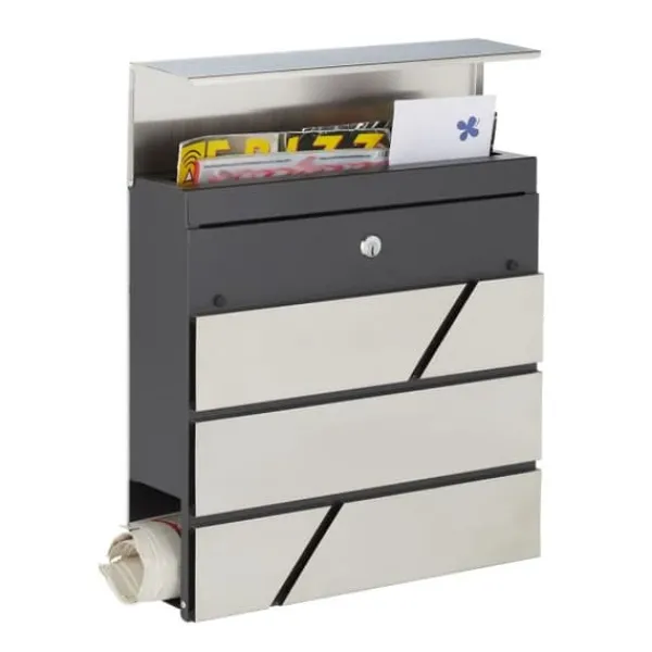 Postkasser & Brevindkast^Robust moderne postkasse med avisrum