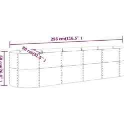Outlet Robust plantekasse i galvaniseret stål - Højbed til haven | Størrelse: 296x80x68 cm | Farve: Sølv Plantningsbænke