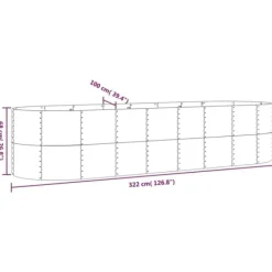Clearance Robust plantekasse i galvaniseret stål | Størrelse: 322x100x68 cm | Farve: Grå Plantningsbænke