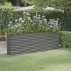 Discount Robust plantekasse i galvaniseret stål - Højbed | Størrelse: 224x40x68 cm | Farve: Grå Plantningsbænke
