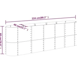 Discount Robust plantekasse i galvaniseret stål - Højbed | Størrelse: 224x40x68 cm | Farve: Grå Plantningsbænke