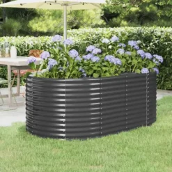 Plantningsbænke^Robust plantekasse i galvaniseret stål - Højbed | Farve: Antracitgrå | Størrelse: 175x100x68 cm
