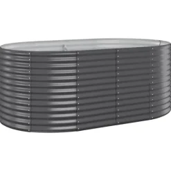 Plantningsbænke^Robust plantekasse i galvaniseret stål - Højbed | Farve: Antracitgrå | Størrelse: 175x100x68 cm