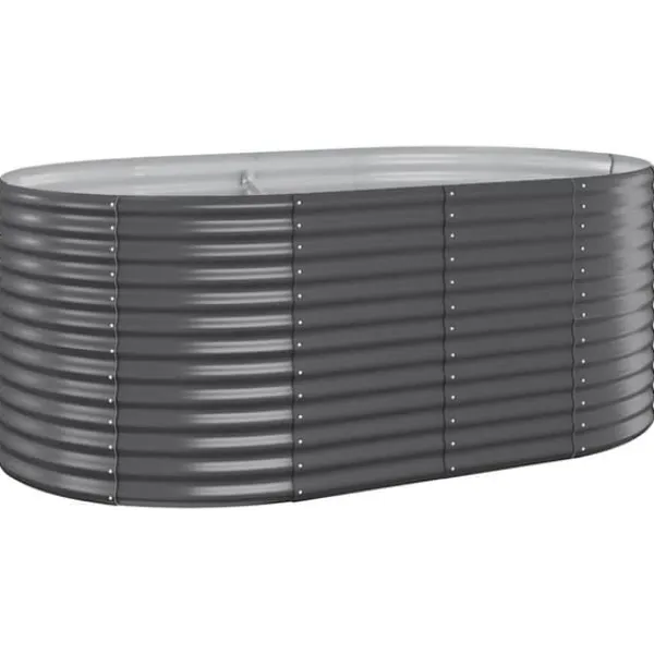 Plantningsbænke^Robust plantekasse i galvaniseret stål - Højbed | Farve: Antracitgrå | Størrelse: 175x100x68 cm