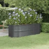Plantningsbænke^Robust plantekasse i galvaniseret stål - Højbed | Størrelse: 224x80x68 cm | Farve: Antracitgrå