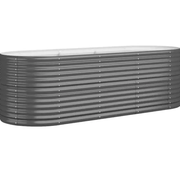 Plantningsbænke^Robust plantekasse i galvaniseret stål - Højbed | Størrelse: 224x80x68 cm | Farve: Antracitgrå