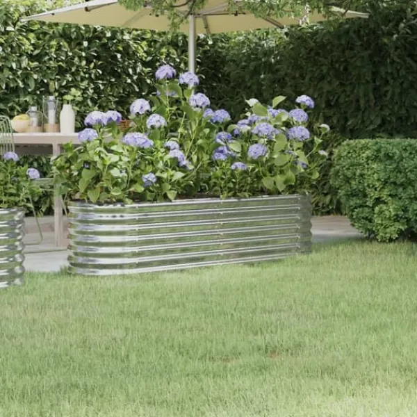 Plantningsbænke^Robust plantekasse i galvaniseret stål | Størrelse: 152x40x36 cm | Farve: Sølv