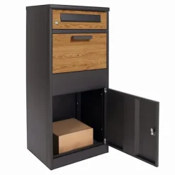 Viking Choice Postkasser & Brevindkast^Robust stål pakkepostkasse med trælook finish - vejrbestandig & sikker