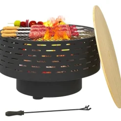 Outlet Rootz 3 -i -1 Fire Bowl - Pejs - Grill - Rust Resistant - Rustfrit stål - 60 cm x 60 cm x 39 cm Pejse