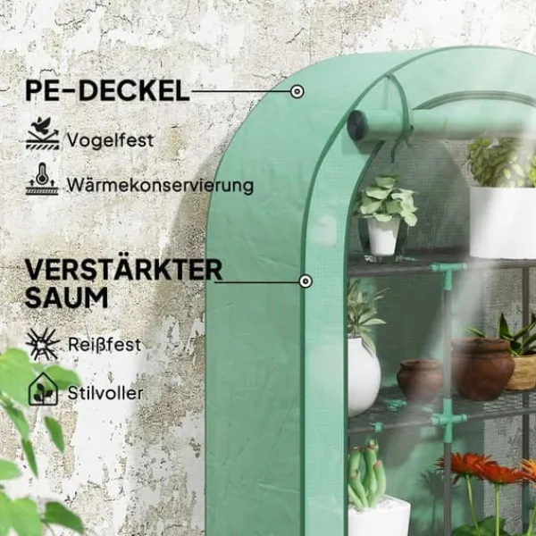 Drivhus^Rootz 4 -trins mini -grønhus - bærbart plantehus - tomatproducent - UV -beskyttelse - 100 x 45 x 160 cm