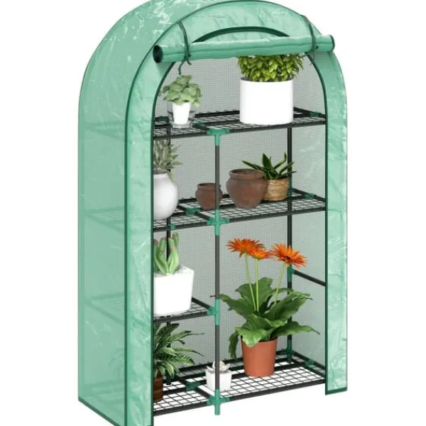 Drivhus^Rootz 4 -trins mini -grønhus - bærbart plantehus - tomatproducent - UV -beskyttelse - 100 x 45 x 160 cm