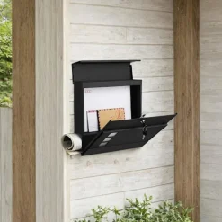 Outlet Rootz Black Mailbox - Letterbox - Postbox - Vejrbestandig beskyttelse - Galvaniseret stål - 37 x 10,5 x 37 cm Postkasser & Brevindkast
