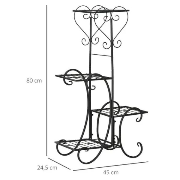Discount Rootz blomsterstativ - metal blomsterstativ - 4 niveauer plantehylde - blomsterstige - blomsterstativ til indendørs og udendørs - Have - Balkon - Sort | CDON Plantestativer