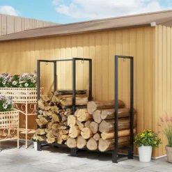 Best Rootz Brændestativ - Brændestativ - Optændingsorganisator - Holder 200 kg - Pulverlakeret stål - 123cm x 32cm x 115cm Tilbehør Til Brændeovne & Pejse