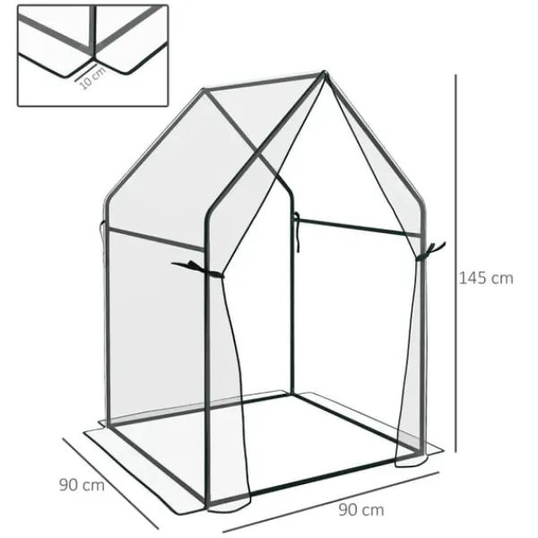 Rootz Drivhus - Cold Frame Drivhus - Film Drivhus - Mini Drivhus - Stål - Plastik - Gennemsigtig + Sort - 90 cm x 90 cm x 145 cm Drivhus