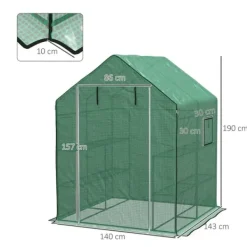 Outlet Rootz Drivhus - Cold Frame Drivhus - Film Drivhus - Rulledøre - UV-bestandig - Grøn - 140cm x 143cm x 190cm Drivhus