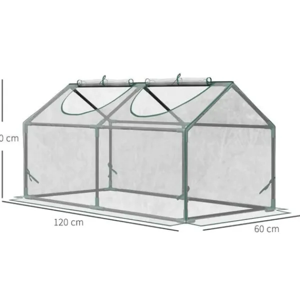Drivhus^Rootz Drivhus - Folie Drivhus Med Vindue - PVC Drivhus - Tomat Hus - Kold Ramme - Gennemsigtig - 120 x 60 x 60 cm