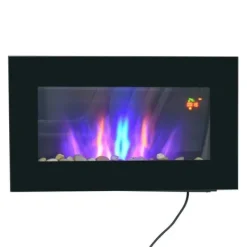 Clearance Rootz elektrisk pejs - Indendørs varmelegeme - Vægmonteret brandskærm - Sikker og stilfuld - 72,5W x 11,5D x 40H cm Pejse