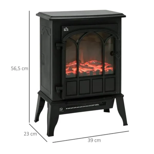 Pejse^Rootz elektrisk pejs - LED Flames - 1000/2000 W - Justerbar temperatur - Lysstyrke - Metal - 39 x 23 x 56,5 cm
