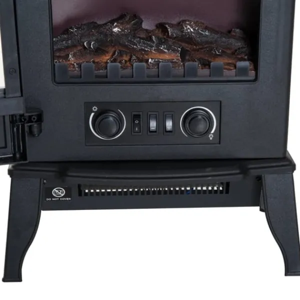 Pejse^Rootz elektrisk pejs - LED Flames - 1000/2000 W - Justerbar temperatur - Lysstyrke - Metal - 39 x 23 x 56,5 cm