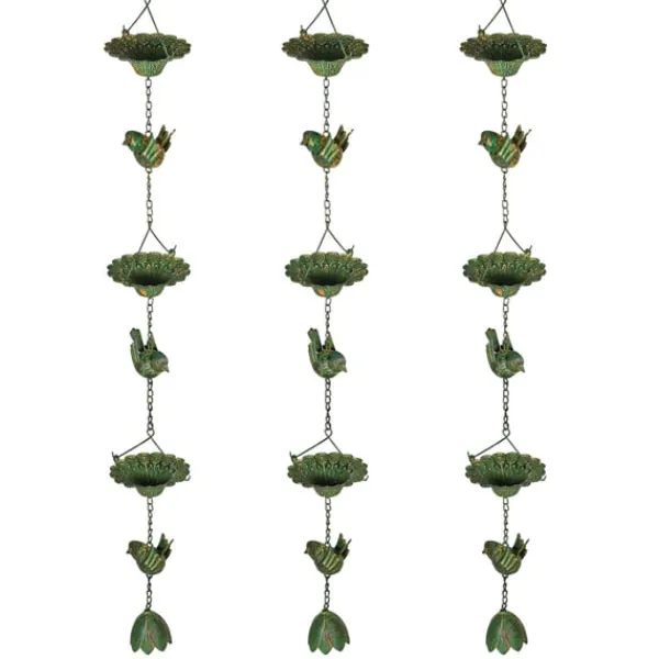 Online Rootz 3er Set Rain Chain - Drain Chain - Rainflow Chain - Korrosionsbestandig - 123 cm X Ø12CM til let havedekoration Havedekorationer