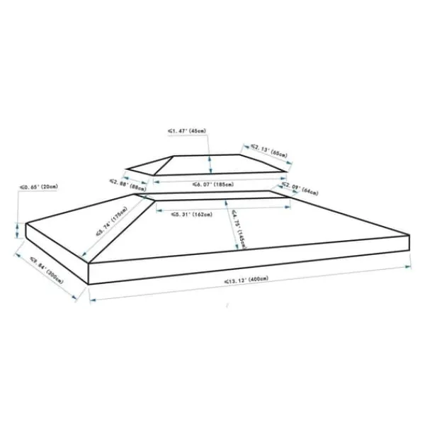 Telte & Lysthuse^Rootz erstatningstag til Metal Havepavillon - Creme - Polyester - 118,11 cm x 157,48 cm x cm