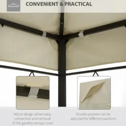 Telte & Lysthuse^Rootz erstatningstag til Metal Havepavillon - Creme - Polyester - 118,11 cm x 157,48 cm x cm