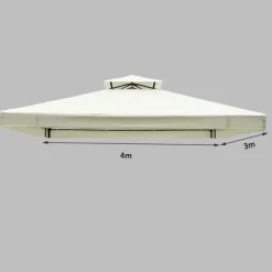 Telte & Lysthuse^Rootz erstatningstag til Metal Havepavillon - Creme - Polyester - 118,11 cm x 157,48 cm x cm
