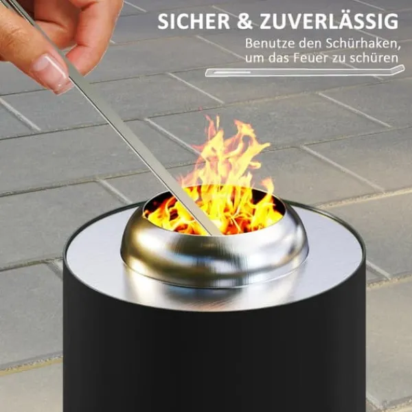 Online Rootz Fire Bowl pejs - Røgfri brandskaller - Rustfrit stål Fire Pit - Robust & varmebestandig - Ø16X25CM Pejse