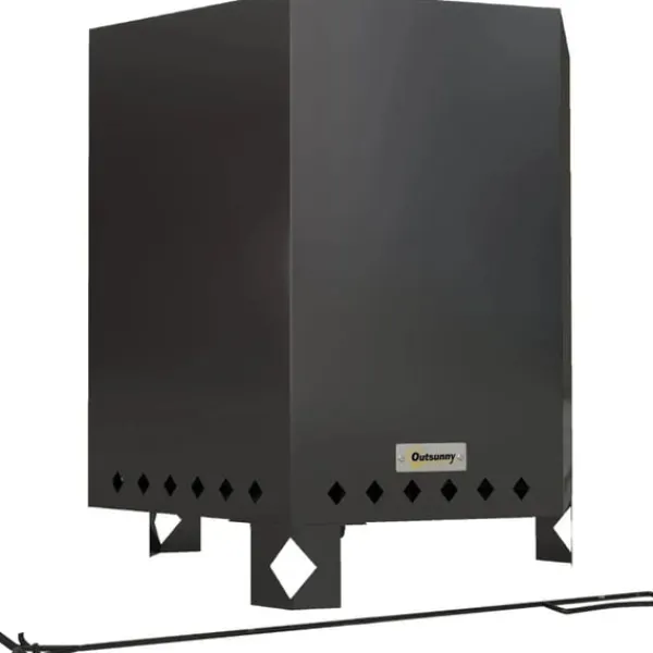 Online Rootz Fire Bowls - Inklusiv poker - Fire Barrel - Robust konstruktion - Rustfrit stål - Sort - 45L x 38,8W x 46,5H cm Pejse