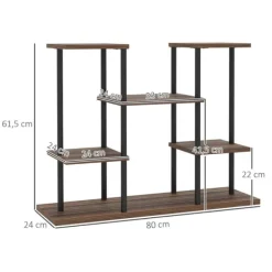 Best Rootz Flower Stand med 4 niveauer - 4 -trins plantestativ - Blomsterpotteholder - Stabil og elegant - 80 cm x 24 cm x 61,5 cm Plantestativer