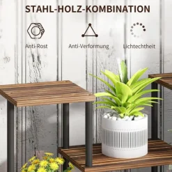 Best Rootz Flower Stand med 4 niveauer - 4 -trins plantestativ - Blomsterpotteholder - Stabil og elegant - 80 cm x 24 cm x 61,5 cm Plantestativer