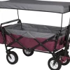 Clearance Rootz foldbar håndvogn med tag - Brugsvogn - Havevogn - Holdbar 600D polyester - Nem opbevaring - Kraftig 80 kg Kapacitet - 120 cm x 51 cm x 93 cm Haveværktøj
