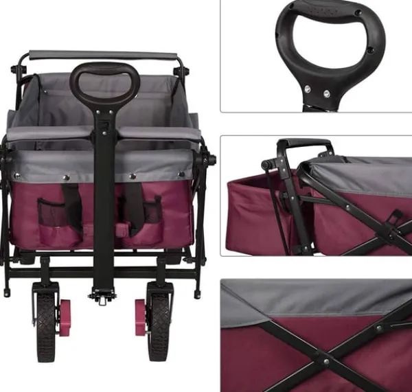 Clearance Rootz foldbar håndvogn med tag - Brugsvogn - Havevogn - Holdbar 600D polyester - Nem opbevaring - Kraftig 80 kg Kapacitet - 120 cm x 51 cm x 93 cm Haveværktøj