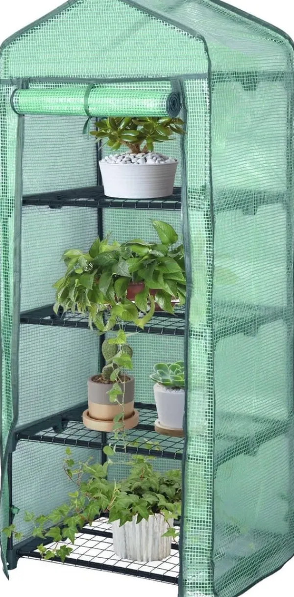 Discount Rootz Folie Drivhus 2/3 Etager - Lille Drivhus - Tomathus - Plantebeskytter - 69cm x 49cm x 158cm - 140g/m2 PE Mesh Drivhus
