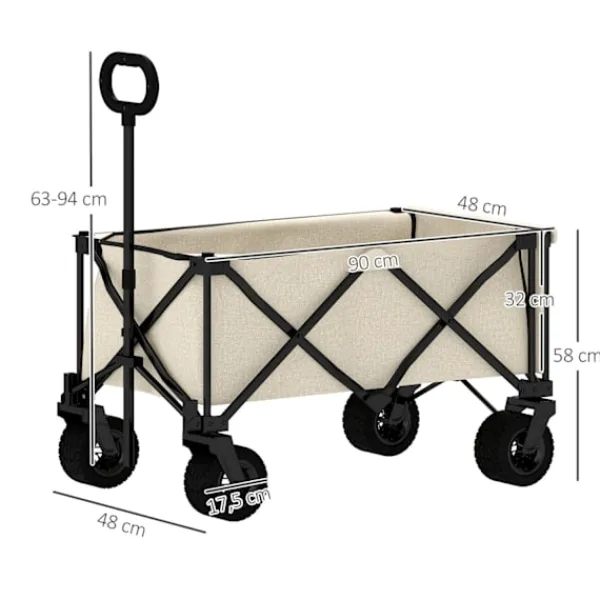 Outlet Rootz Garden Car - Foldbar transportkurv - Resilient Handcart - 100 kg kapacitet - 90 cm x 48 cm x 92 cm - Brun Oxford stof Haveværktøj