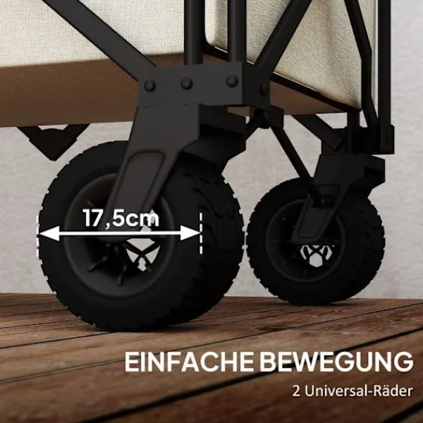 Outlet Rootz Garden Car - Foldbar transportkurv - Resilient Handcart - 100 kg kapacitet - 90 cm x 48 cm x 92 cm - Brun Oxford stof Haveværktøj