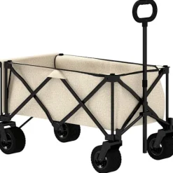 Outlet Rootz Garden Car - Foldbar transportkurv - Resilient Handcart - 100 kg kapacitet - 90 cm x 48 cm x 92 cm - Brun Oxford stof Haveværktøj