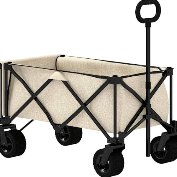 Outlet Rootz Garden Car - Foldbar transportkurv - Resilient Handcart - 100 kg kapacitet - 90 cm x 48 cm x 92 cm - Brun Oxford stof Haveværktøj