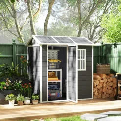 Online Rootz Garden House - Værktøjsskur - Opbevaring af udendørs udstyr - Vejrbestandig og låsbar - 186 cm x 130 cm x 199 cm Skure, Garager & Carports