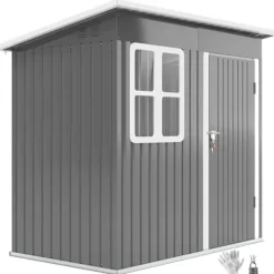 Best Rootz Garden Shed - Garden House - Udendørs opbevaring - Låsbar stålstruktur - 221 cm x 133 cm x 190 cm Skure, Garager & Carports