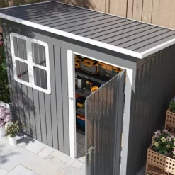 Best Rootz Garden Shed - Garden House - Udendørs opbevaring - Låsbar stålstruktur - 221 cm x 133 cm x 190 cm Skure, Garager & Carports