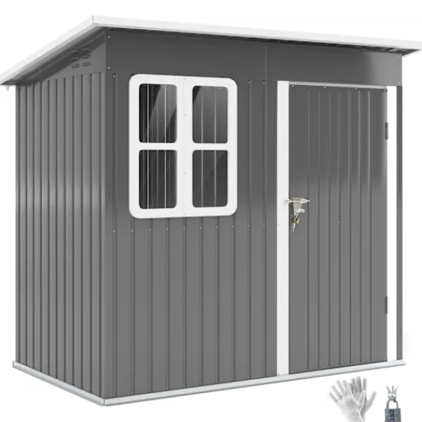 Best Rootz Garden Shed - Garden House - Udendørs opbevaring - Låsbar stålstruktur - 221 cm x 133 cm x 190 cm Skure, Garager & Carports